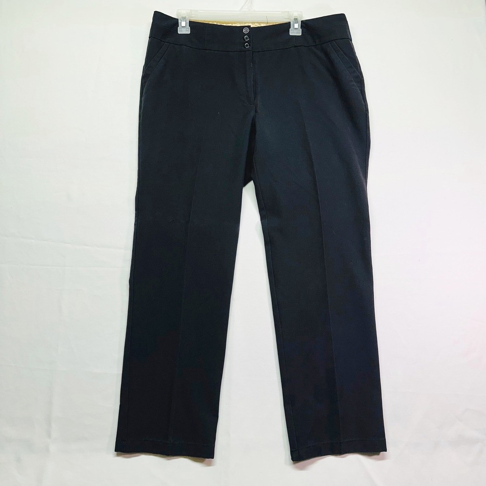SOHO Apparel Ltd. Women's Black Dress Pants Flat Front‎ Straight Leg Pockets 14